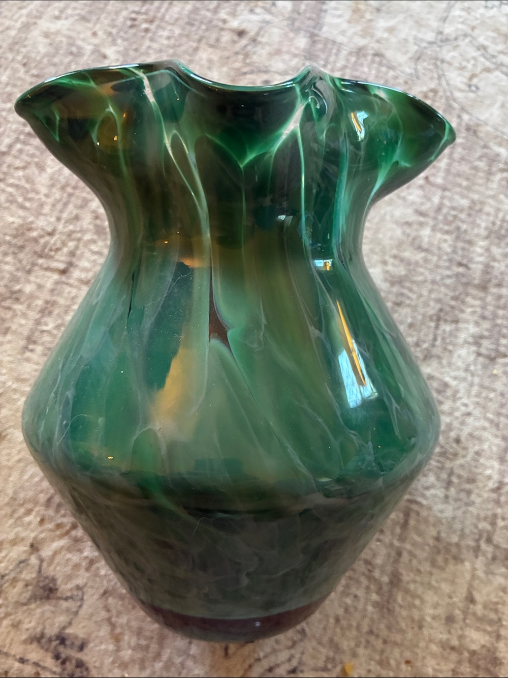 Threshold Green Ruffle Swirled Glass Vase